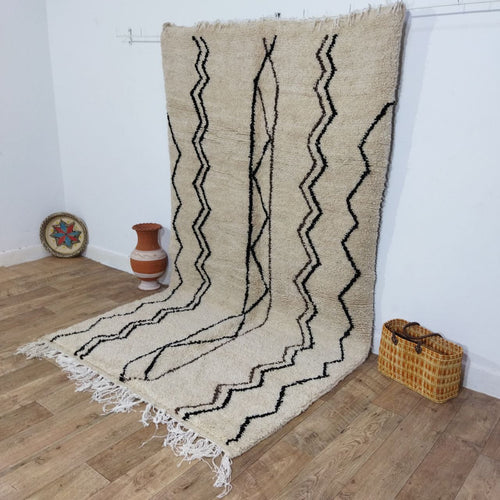 MyTindy New Morocco Rug, Beni Ourain Rug 5x9 Ft, Handmade Rug, Moroccan Berber Rug, Abstract Rug, Moroccan Rug, Tapis Marocain 5x9ft
