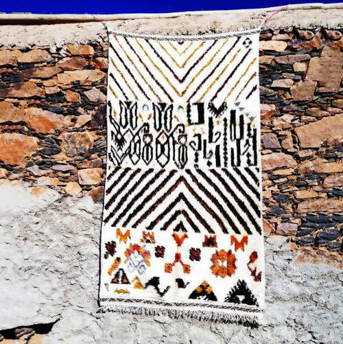 MyTindy Orange and Black Moroccan Rug