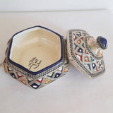 MyTindy Orange and Red Moroccan Ceramic Sugar Jar with Metal, view 2