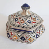 MyTindy Orange and Red Moroccan Ceramic Sugar Jar with Metal, view 4