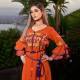 MyTindy Orange Embroidered Kaftan, view 2