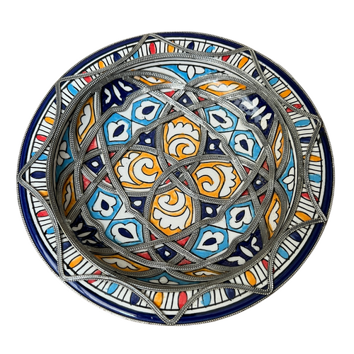 MyTindy Orange Vintage Moroccan Deep Dish with Metal