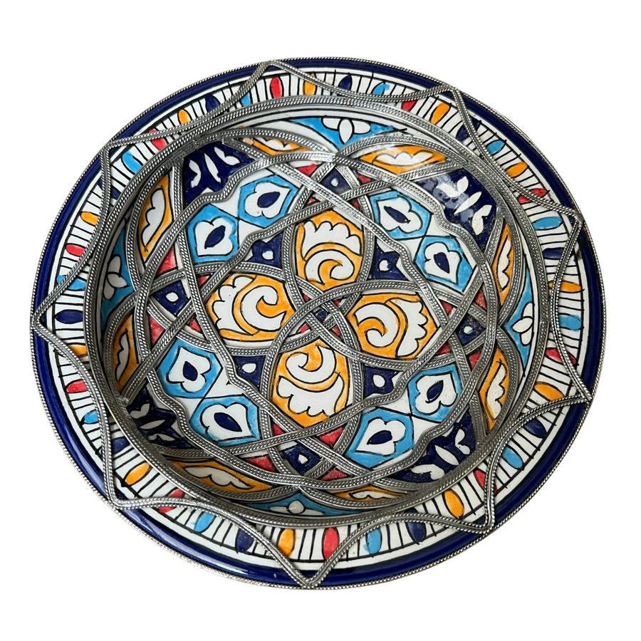 MyTindy Orange Vintage Moroccan Deep Dish with Metal