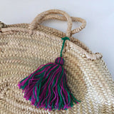 MyTindy Oval Straw Basket with Purple Tassel, view 2