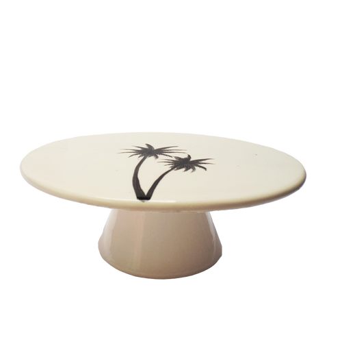 MyTindy Palm Tree Footed Cake Plate Ceramic