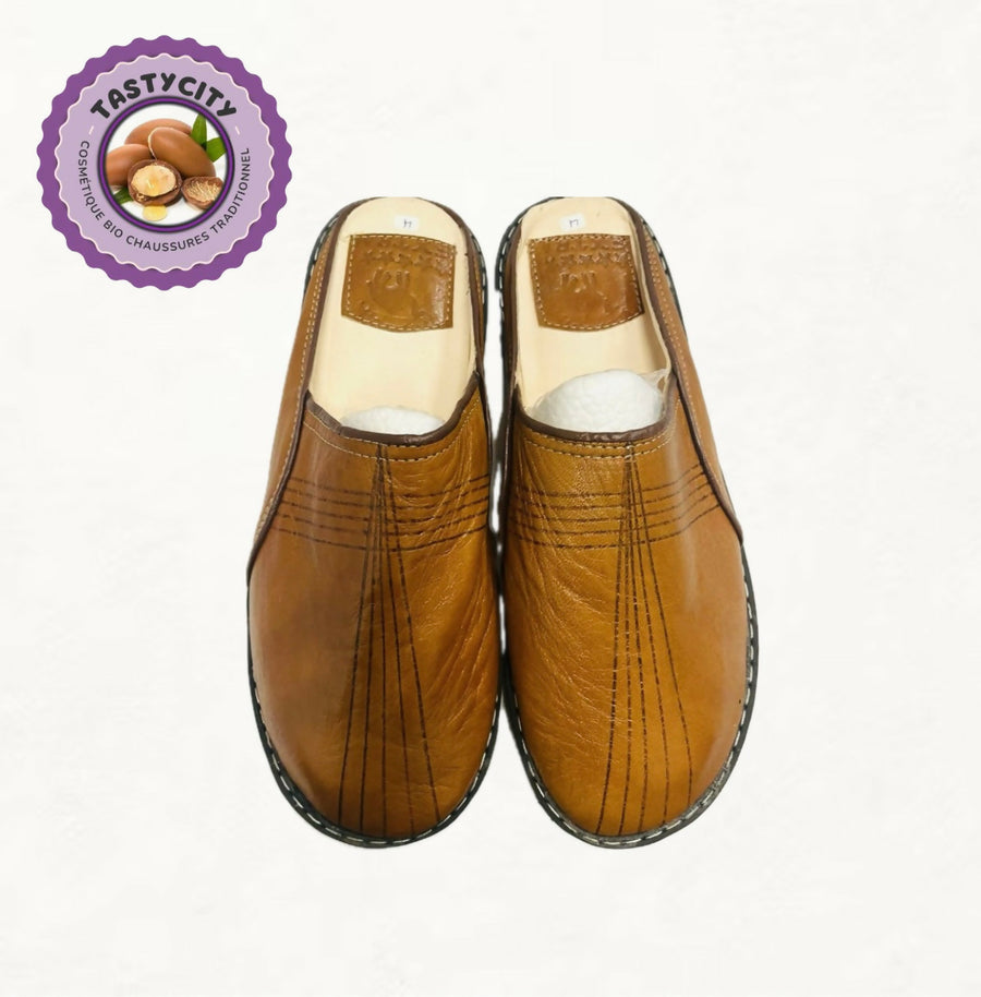 MyTindy Camel Rounded Moroccan Slippers