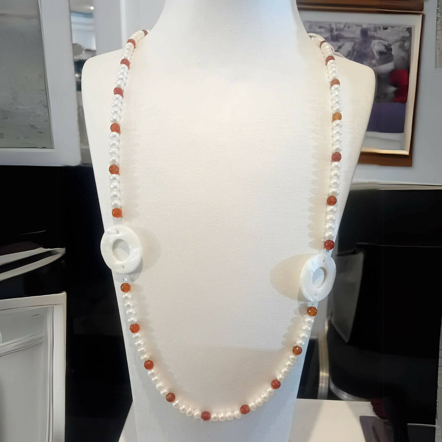MyTindy Pearl and agate necklace