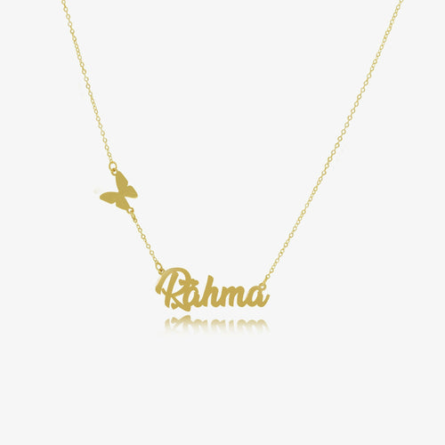 MyTindy Personalized 18K gold butterfly necklace with your name