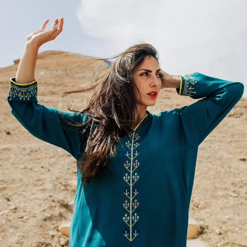 MyTindy Pigeon Blue Djellaba Moroccan Dress