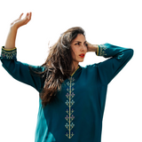 MyTindy Pigeon Blue Djellaba Moroccan Dress, view 2