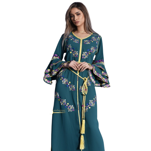 MyTindy Pigeon Blue Embroidered Kaftan
