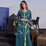 MyTindy Pigeon Blue Embroidered Kaftan, view 3