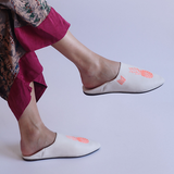 MyTindy PINEAPPLE WHITE Leather Moroccan Slippers, view 2