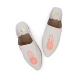 MyTindy PINEAPPLE WHITE Leather Moroccan Slippers, view 4