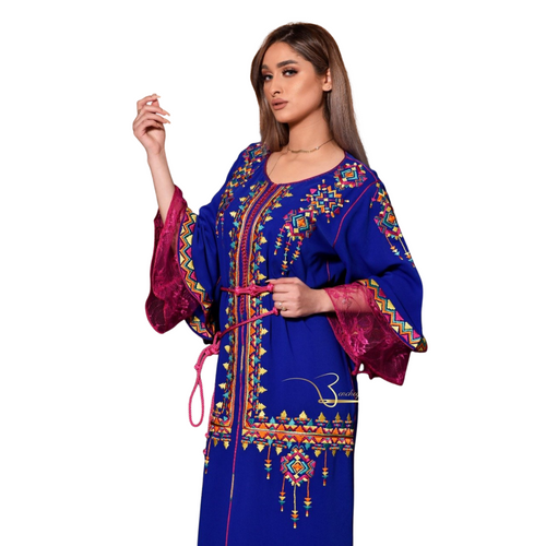 MyTindy Pink and Blue Embroidered Kaftan
