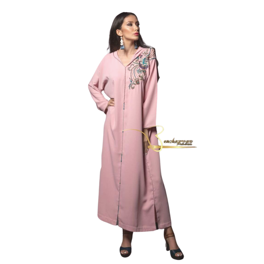 MyTindy Pink Djellaba with Pearls