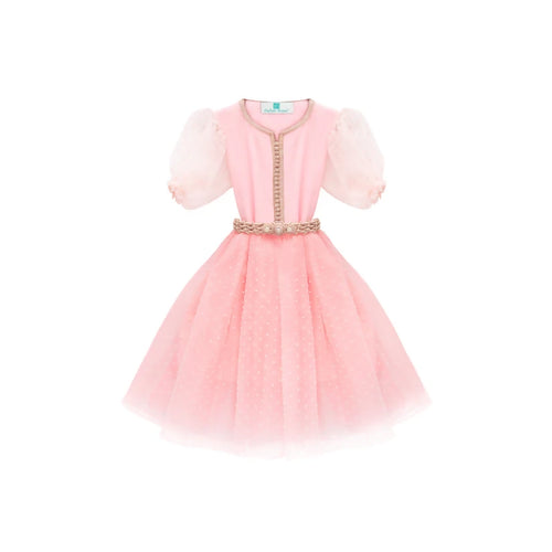 MyTindy Pink Moroccan Kaftan with polka dots for girls kids