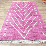 MyTindy Authentic White And Pink Moroccan Rug - 5x8 Ft Wool Berber Pink Carpet, view 4
