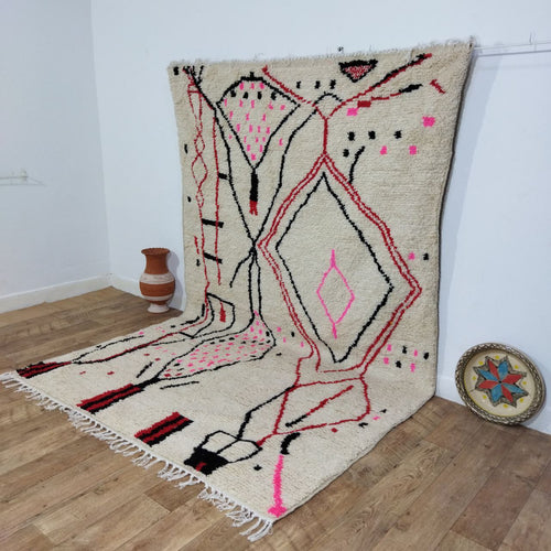 MyTindy Red & Pink Rug Moroccan Berber Carpet - Tapi Marocain 6x10 Ft