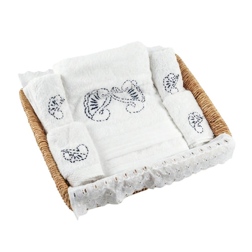 MyTindy Premium Moroccan 5-Piece Cotton Towel Set โ Luxury Embroidered Bath & Face Towels, Soft & Absorbent