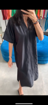 MyTindy Short Sleeves Linen Long Dress, view 6