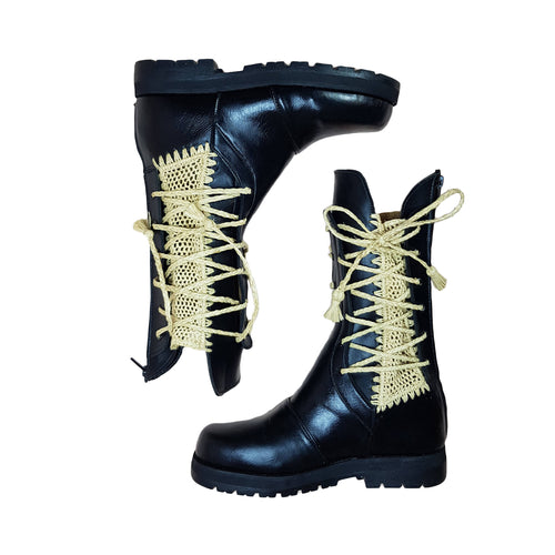 MyTindy Raphia & Leather Boots