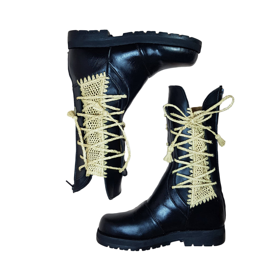 MyTindy Raphia & Leather Boots