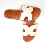 MyTindy Real Leather H Shape Beige Sandals, view 2