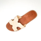 MyTindy Real Leather H Shape Beige Sandals, view 3