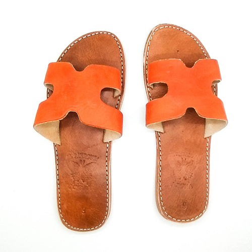 MyTindy Real Leather Orange Sandals