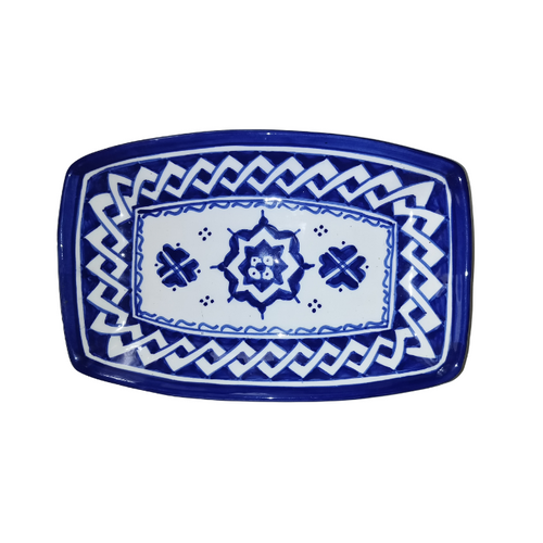 MyTindy Rectangular plates with rounded edge (blue patterns)