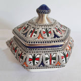 MyTindy Red and Green Moroccan Ceramic Sugar Jar with Metal, view 2