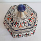 MyTindy Red and Green Moroccan Ceramic Sugar Jar with Metal, view 3