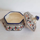MyTindy Red and Green Moroccan Ceramic Sugar Jar with Metal, view 4