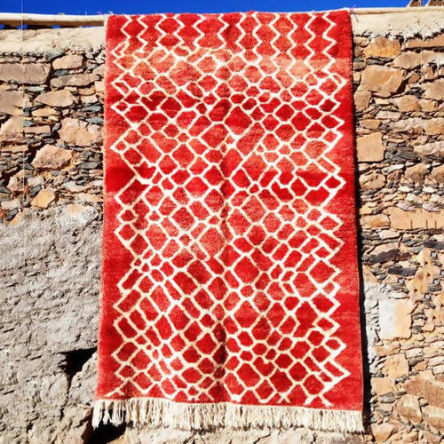 MyTindy Red and White Dots Moroccan Rug