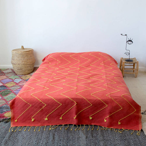 MyTindy Red and Yellow Moroccan Bed Spread