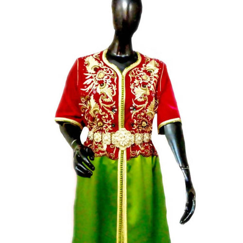 MyTindy Red & Green Moroccan Kaftan