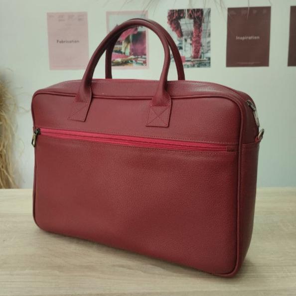 MyTindy Red handmade leather computer bag