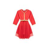 MyTindy Red Moroccan Kaftan for girls kids, view 3