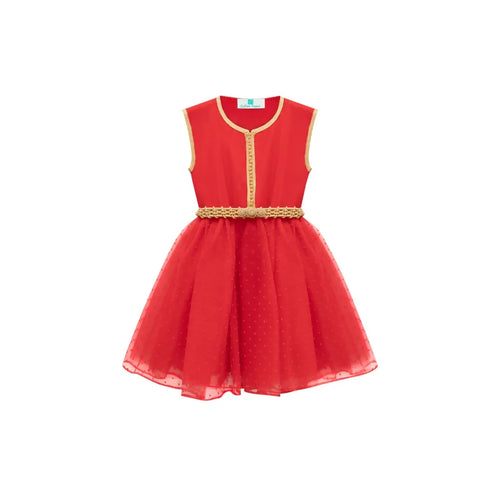 MyTindy Red Moroccan Kaftan with polka dots for girls kids