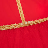 MyTindy Red Moroccan Kaftan with polka dots for girls kids, view 2