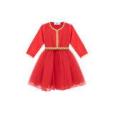 MyTindy Red Moroccan Kaftan with polka dots for girls kids, view 4