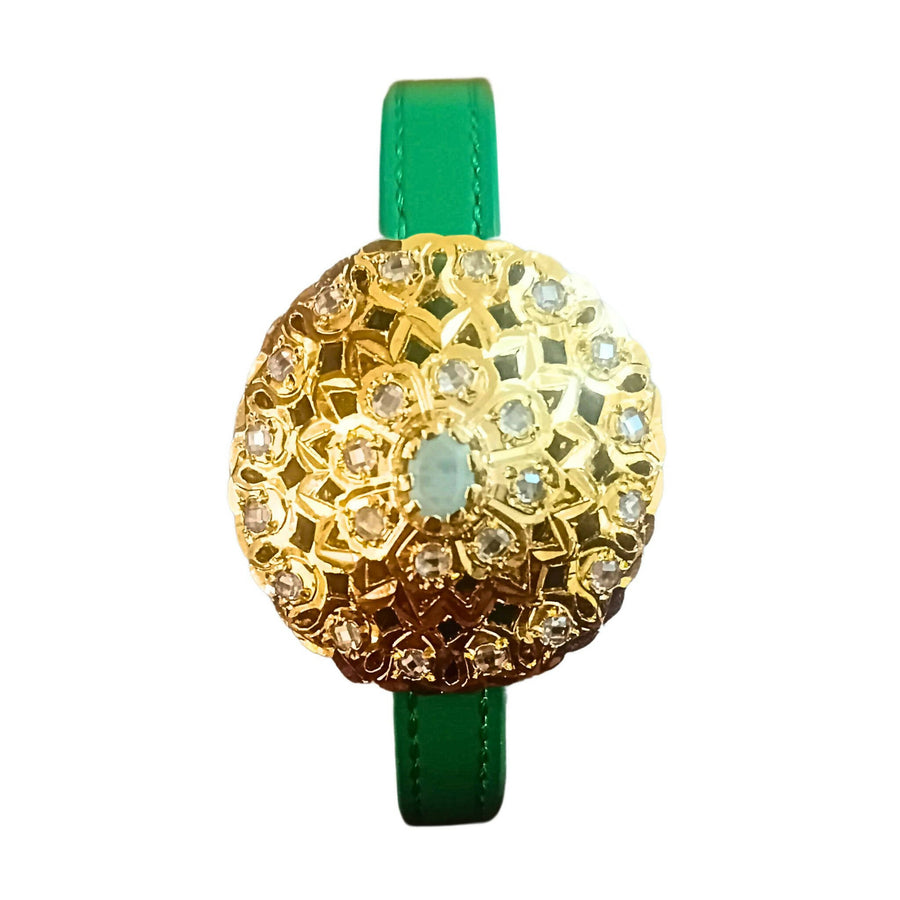MyTindy Round Beldi Moroccan Bracelet - Green & Gold