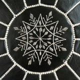 MyTindy ROUND BLACK LEATHER MOROCCAN POUF, view 3