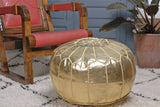 MyTindy Round Gold Moroccan Pouf ( Faux Leather), view 4