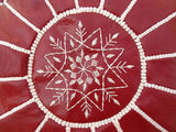 MyTindy Round Leather Moroccan Pouf , Red color, view 4