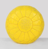 MyTindy Round Leather Moroccan Pouf , Yellow Color, view 2