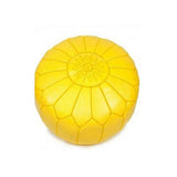 MyTindy Round Leather Moroccan Pouf , Yellow Color, view 3