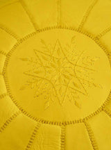 MyTindy Round Leather Moroccan Pouf , Yellow Color, view 5