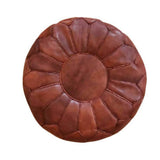 MyTindy Round Leather Moroccan Pouf, view 6